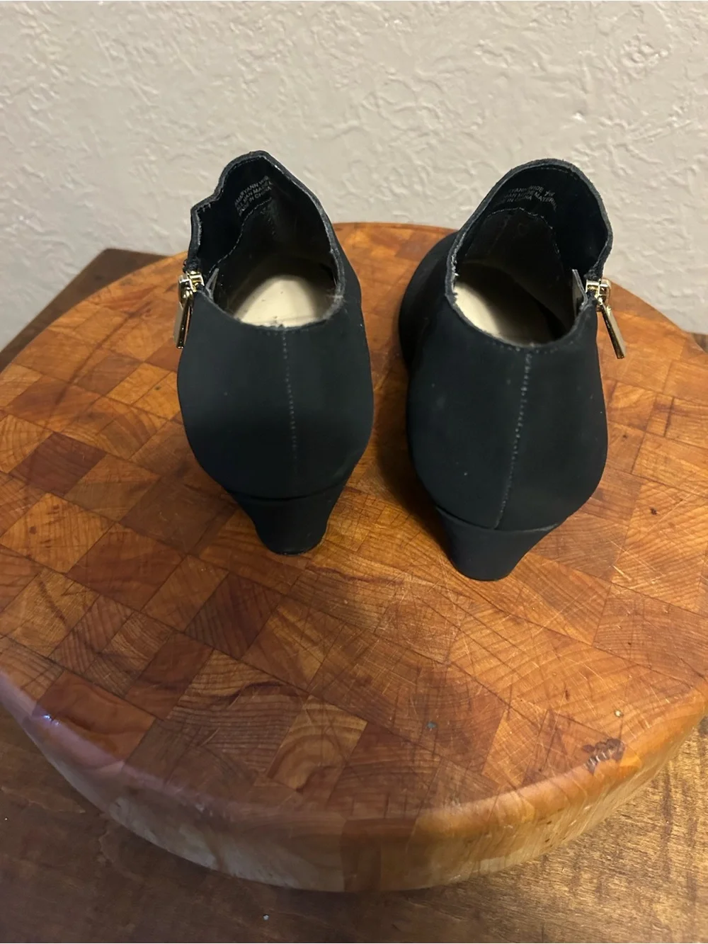 Women’s Black Wedge Ankle Booties with Side Zip